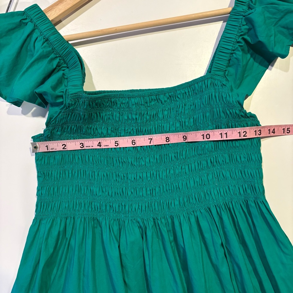 Tuckernuck‎ || O.P.T. Tuscany Smocked Ruffle Midi Dress Green Large - Picture 7 of 9
